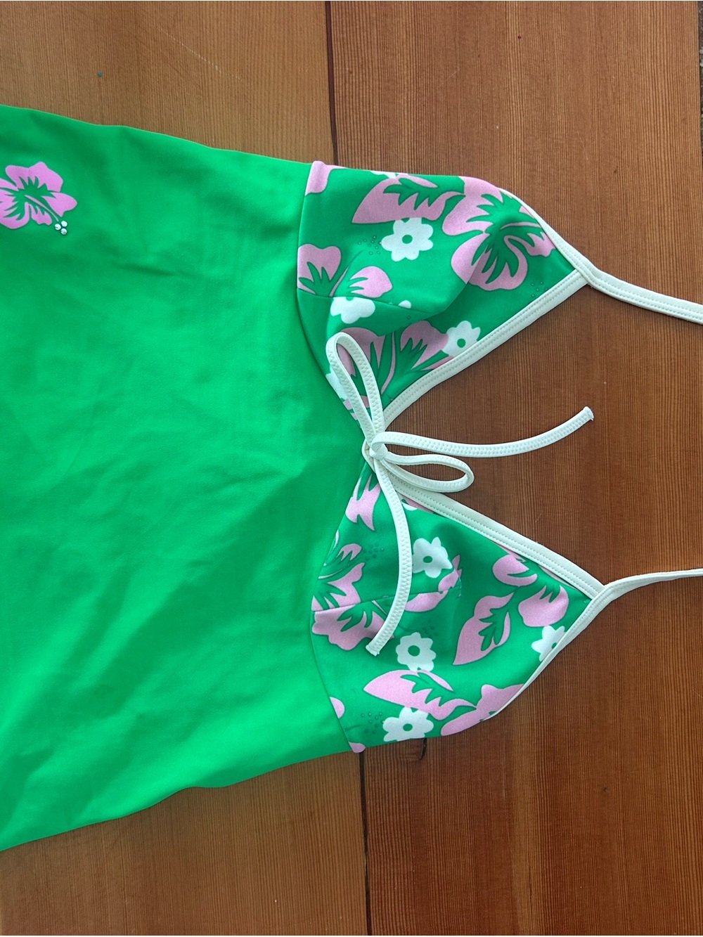 Green & Pink Floral Swim Top - Brand Unspecified - Picture 1 of 2